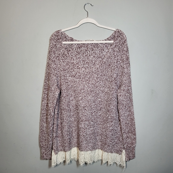 🩷 SOFT SURROUNDINGS Pink Knit Lace Underlay Detail Long Sleeve Top size - Picture 9 of 9